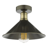 1 Light Flush Graphite Antique Brass