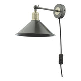 1 Light Wall Light Graphite Antique Brass