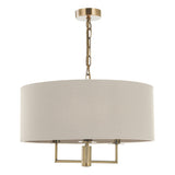 3 Light Shadelier Antique Brass Taupe Shade