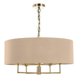 5 Light Shadelier Antique Brass Taupe Shade