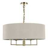 JAM0501 5 Light Shadelier Antique Brass Taupe Shade