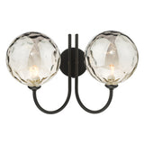 JAR0922-10 2 Light Wall Light Matt Black Smoked Dimpled 150Mm Glass