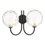 JAR0922-12 2 Light Wall Light Matt Black Clear Dimpled 150Mm Glass