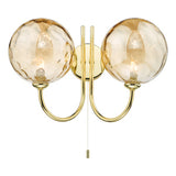 2 Light Wall Light Polished Gold Champagne Dimpled 150Mm Glass