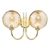 JAR0935-11 2 Light Wall Light Polished Gold Champagne Dimpled 150Mm Glass