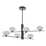6 Light Pendant Matt Black Opal Glass