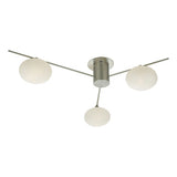 3 Light Semi Flush Satin Nickel Opal Glass