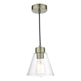 JIE0175 1 Light Pendant Antique Brass Glass