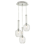 KAS0308 3 Light Cluster Pendant Polished Chrome Glass