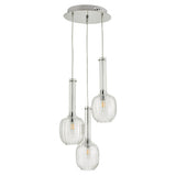 3 Light Cluster Pendant Polished Chrome Glass