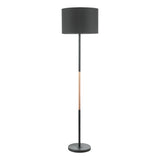 KEL4964 Floor Lamp Matt Black Polished Copper With Shade