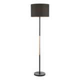 Floor Lamp Matt Black Polished Copper With Shade