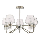 5 Light Semi Flush Satin Chrome & Polished Chrome