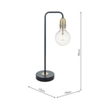 Table Lamp Black & Antique Brass