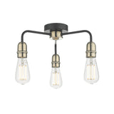 KIE5322 3 Light Flush Black & Antique Brass