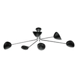 6Lt Semi Flush Black & Polished Chrome