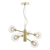 KUM0635 6Lt Pendant Gold & Glass