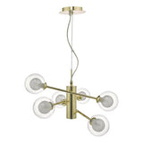 6Lt Pendant Gold & Glass