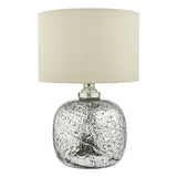 Dual Light Table Lamp Polished Nickel Volcanic Glass With Shade