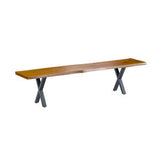2.0 Dining Bench with X Shaped Legs - Russet