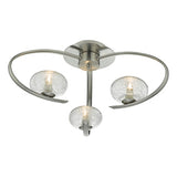 EI5346 3 Light Semi Flush Satin Chrome Glass