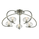 LEI5446 5Lt Semi Flush Satin Chrome & Sugar Cane Glass