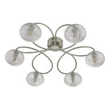6Lt Semi Flush Satin Nickel & Glass