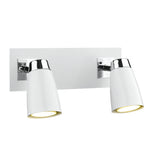 LOF772 2 Light Wall Spotlight Matt White Polished Chrome