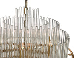 13 Light Pendant Brushed Antique Gold And Clear Glass