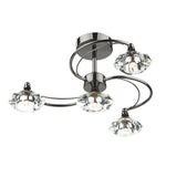 LUT0467 4 Light Semi Flush Black Chrome Crystal