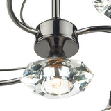 4 Light Semi Flush Black Chrome Crystal