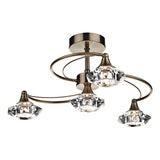 LUT0475 4 Light Semi Flush Antique Brass Crystal