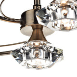 4 Light Semi Flush Antique Brass Crystal