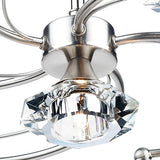 6 Light Semi Flush Satin Chrome Crystal
