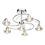 LUT0650 6 Light Semi Flush Polished Chrome Crystal