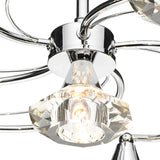 6 Light Semi Flush Polished Chrome Crystal