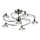LUT0667 6 Light Semi Flush Black Chrome Crystal
