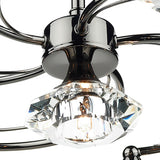 6 Light Semi Flush Black Chrome Crystal
