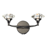 LUT0967 2 Light Wall Light Black Chrome Crystal