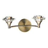 LUT0975 2 Light Wall Light Antique Brass Crystal
