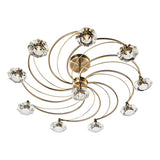 LUT2375 10 Light Semi Flush Antique Brass Crystal