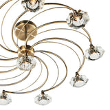 10 Light Semi Flush Antique Brass Crystal
