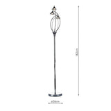 3 Light Floor Lamp Polished Chrome Crystal