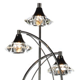 3 Light Floor Lamp Black Chrome Crystal