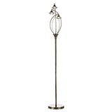LUT4975 3 Light Floor Lamp Antique Brass Crystal