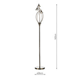 3 Light Floor Lamp Antique Brass Crystal