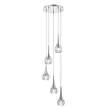 5 Light Pendant Polished Chrome Glass