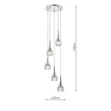5 Light Pendant Polished Chrome Glass