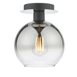 LYC0122 1 Light Semi Flush Matt Black Ombre Smoked Glass