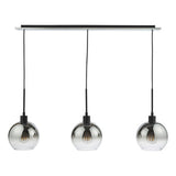 3 Light Bar Pendant Matt Black Ombre Smoked Glass